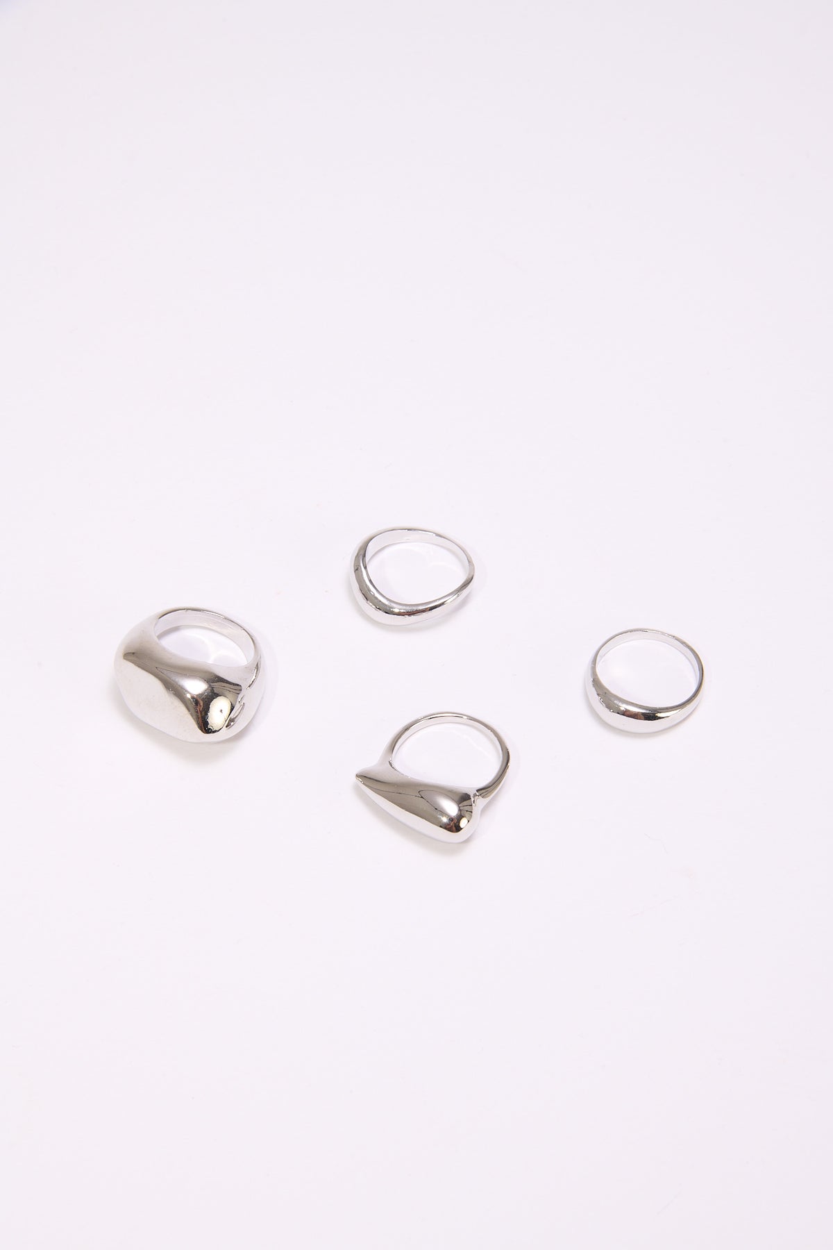 Anelli donna card 3 pezzi bombati - Argento