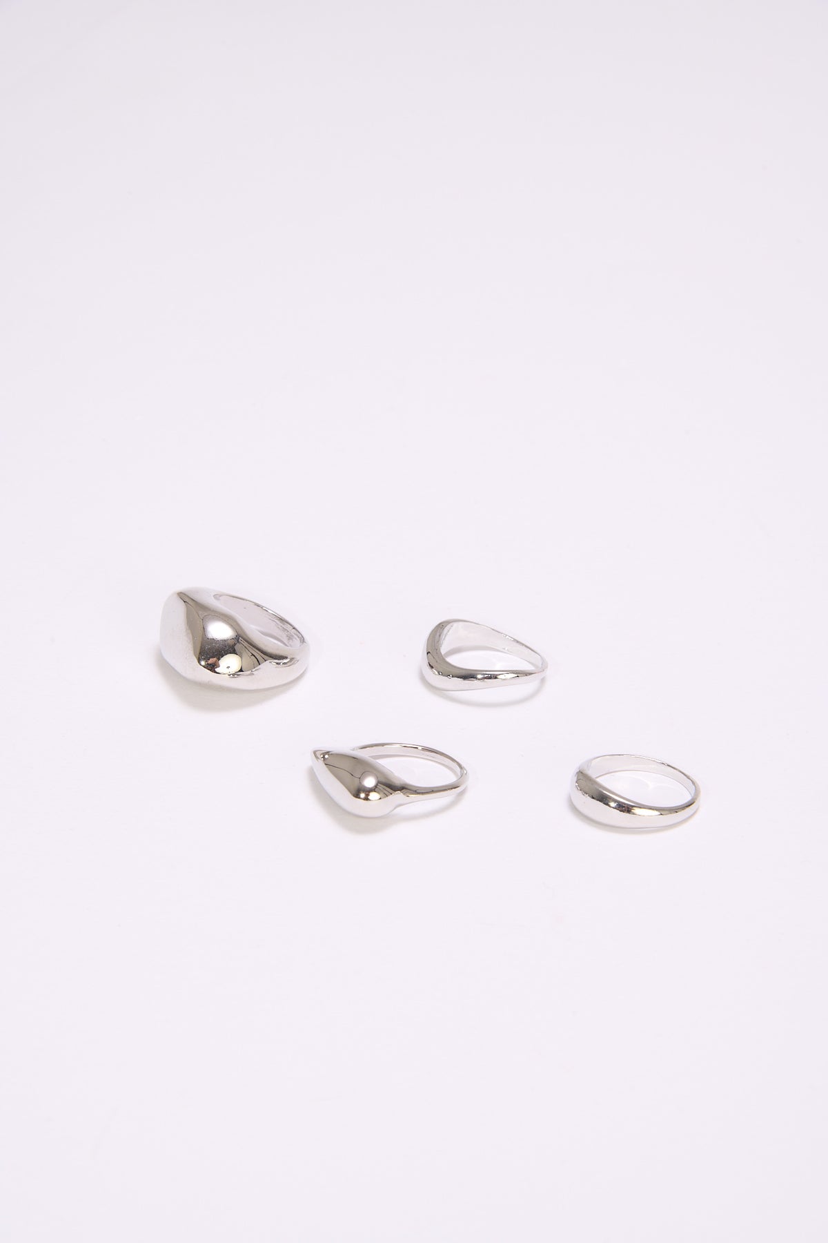 Anelli donna card 3 pezzi bombati - Argento