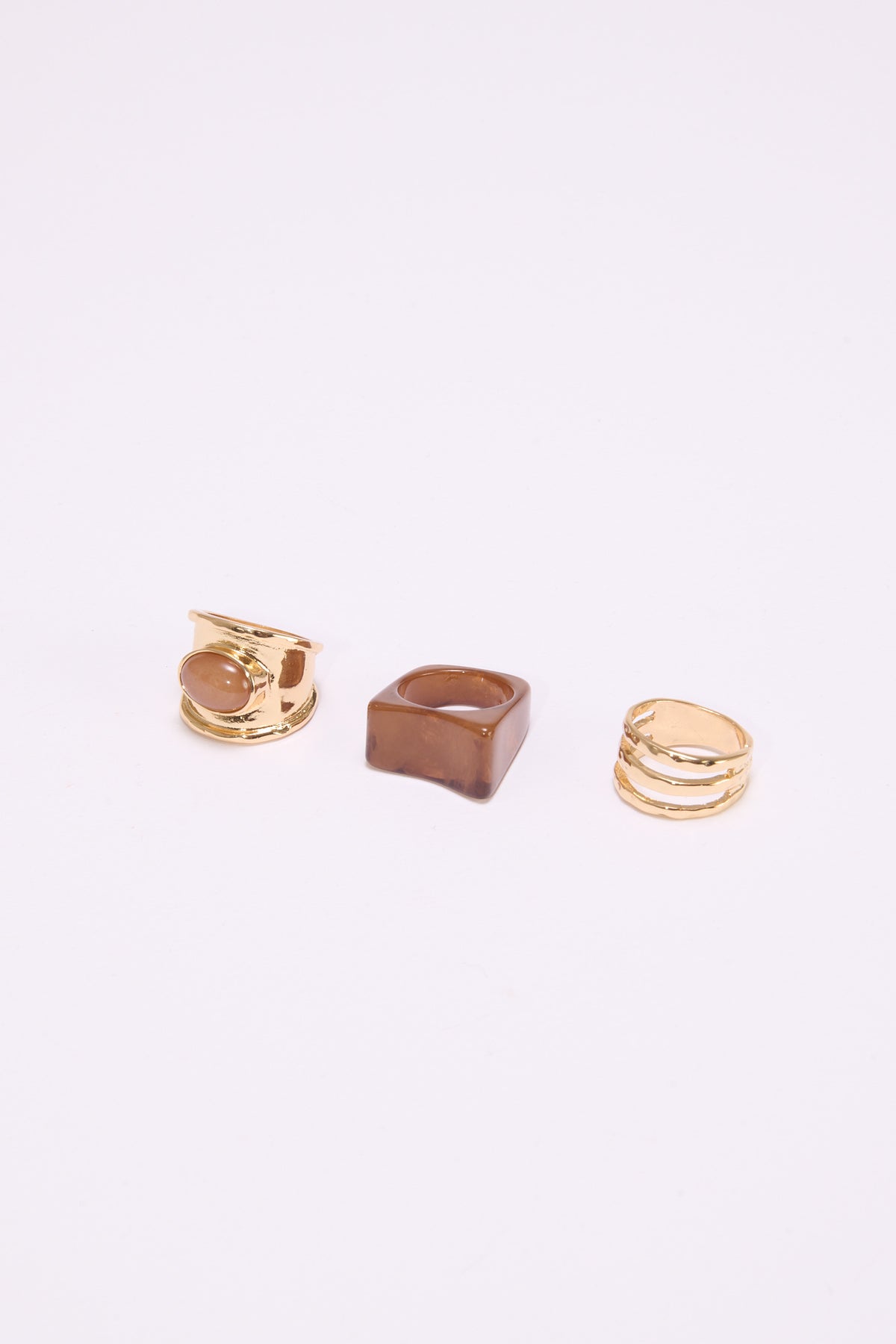 Anelli donna card 3 pezzi con pietra - Marrone