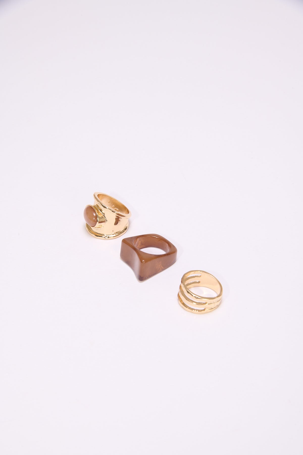 Anelli donna card 3 pezzi con pietra - Marrone