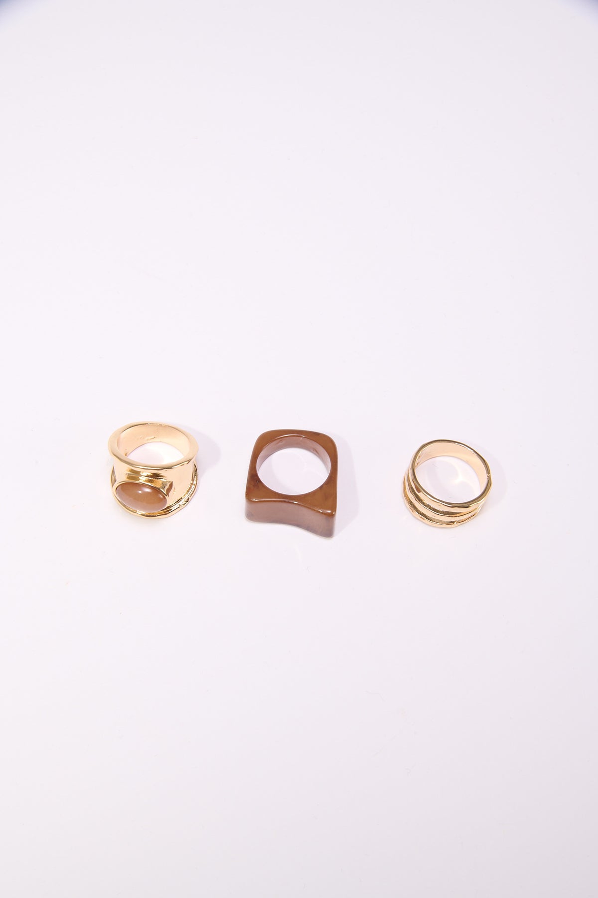 Anelli donna card 3 pezzi con pietra - Marrone