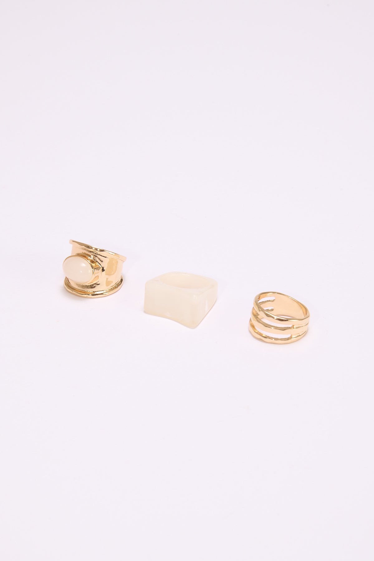 Anelli donna card 3 pezzi con pietra - Beige