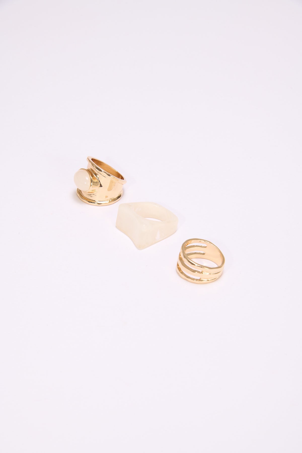 Anelli donna card 3 pezzi con pietra - Beige