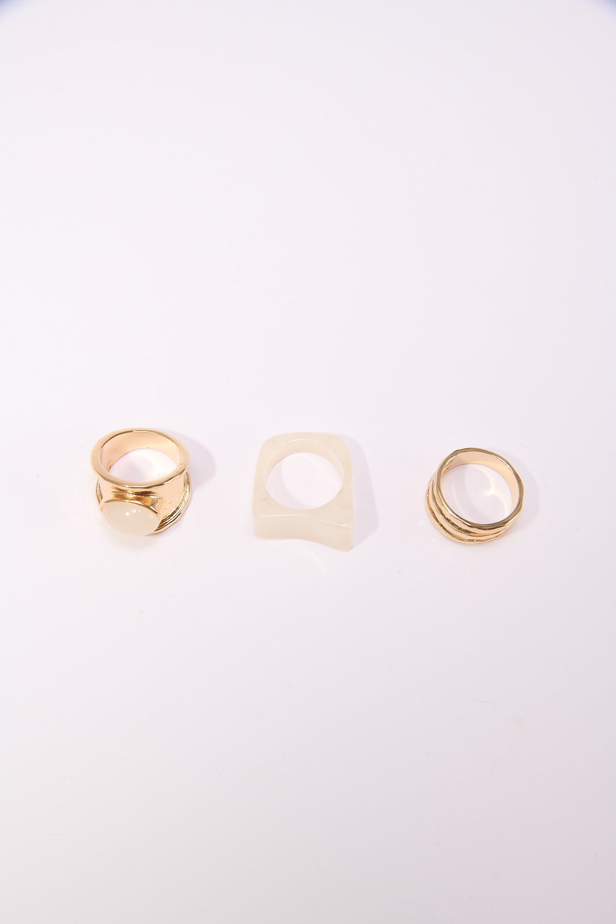 Anelli donna card 3 pezzi con pietra - Beige