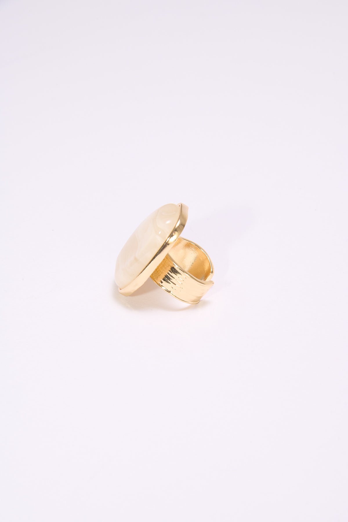 Anello donna regolabile pietra asimmetrica - Beige