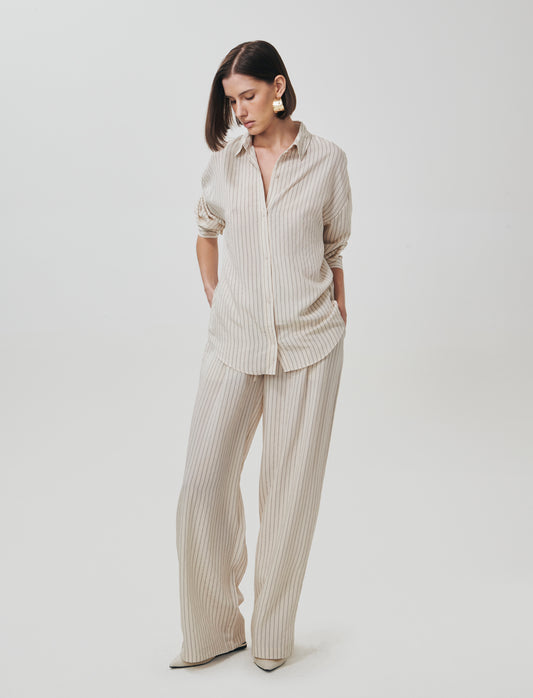 Oversized Vertical Striped Shirt Women - 