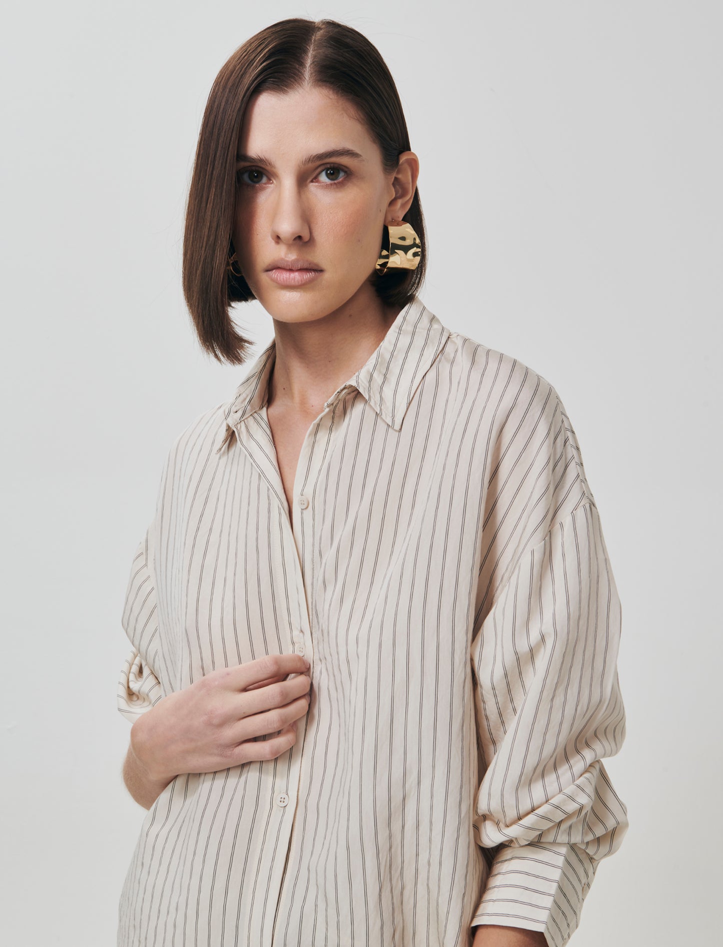 Oversized Vertical Striped Shirt Women - 