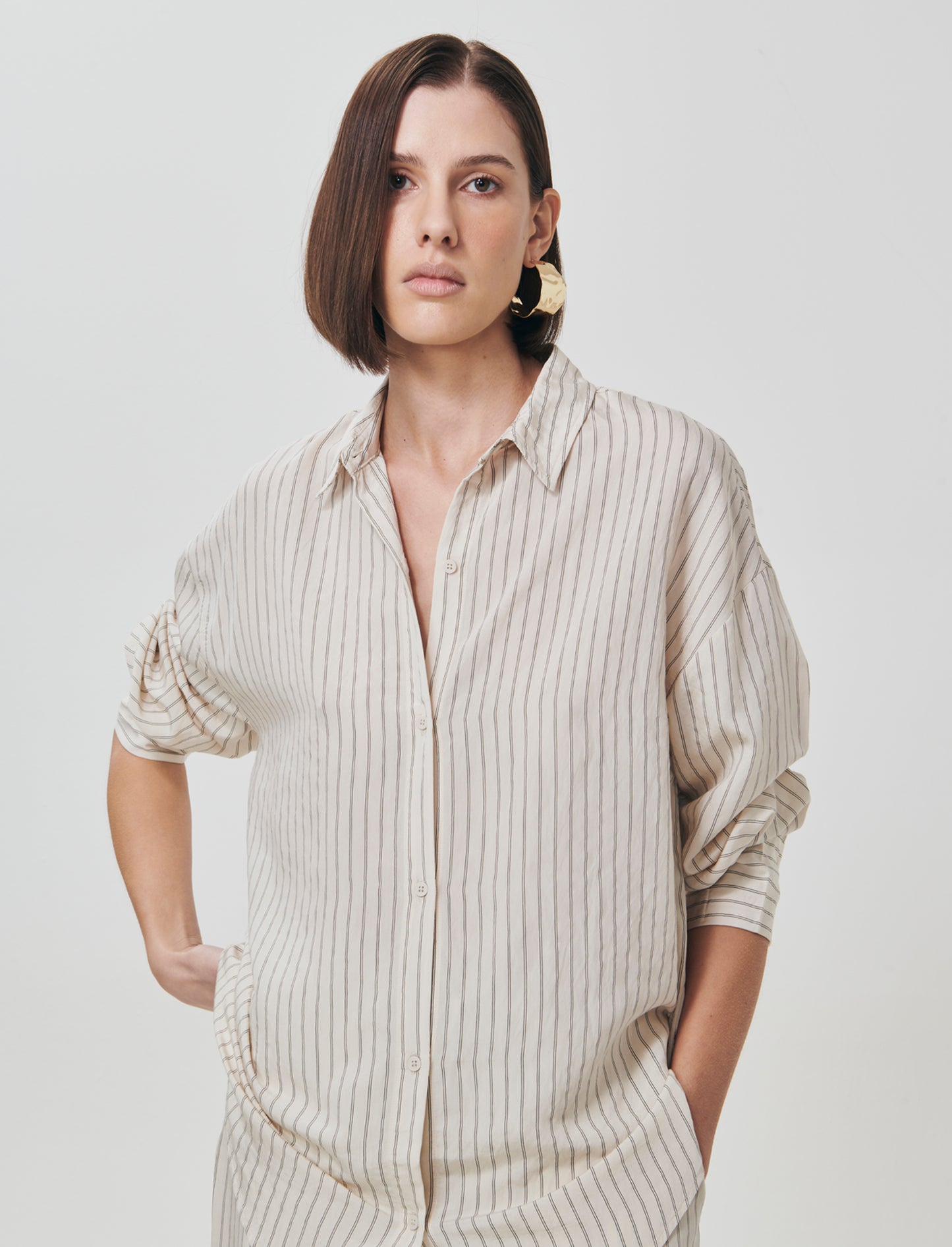 Oversized Vertical Striped Shirt Women - 