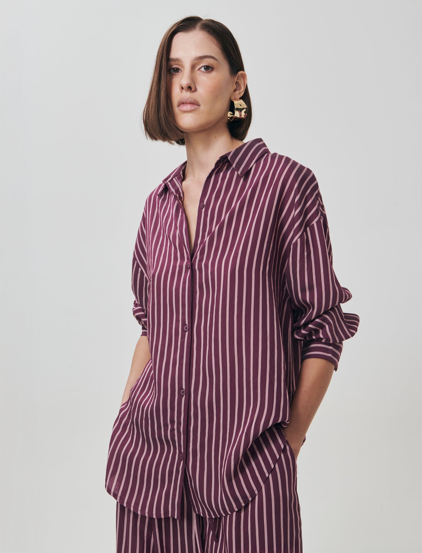 Camicia Oversize a Righe Verticali Women - var 2