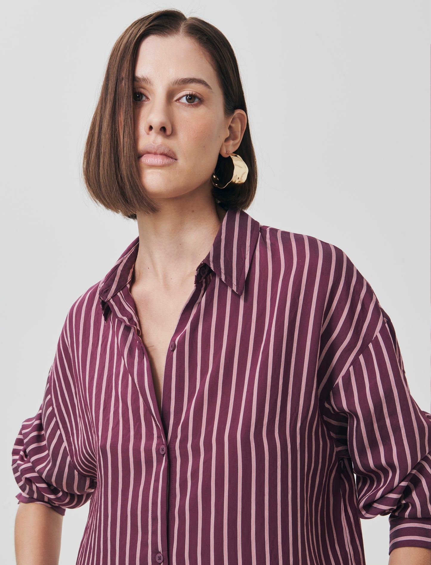 Camicia Oversize a Righe Verticali Women - var 2