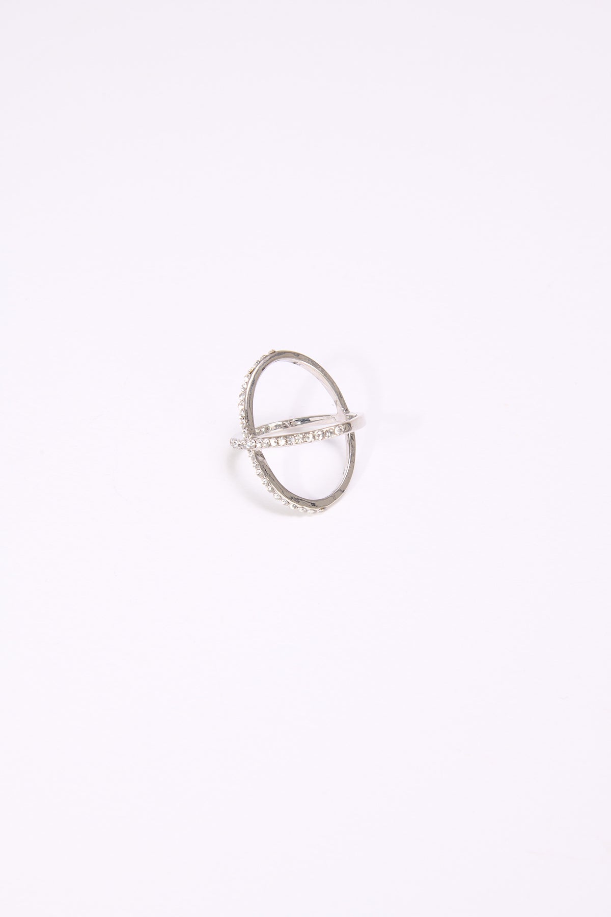 Anello donna incrocio con strass - Argento