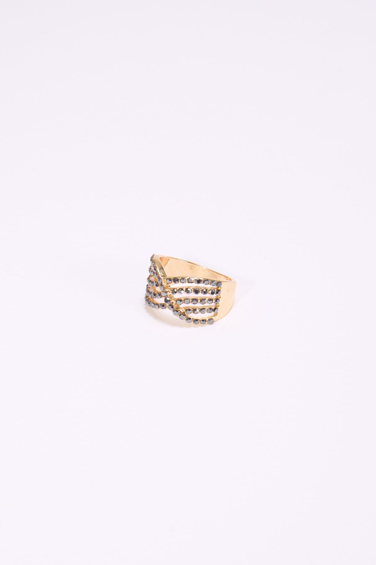 Anello donna fascia strass incrocio - Oro
