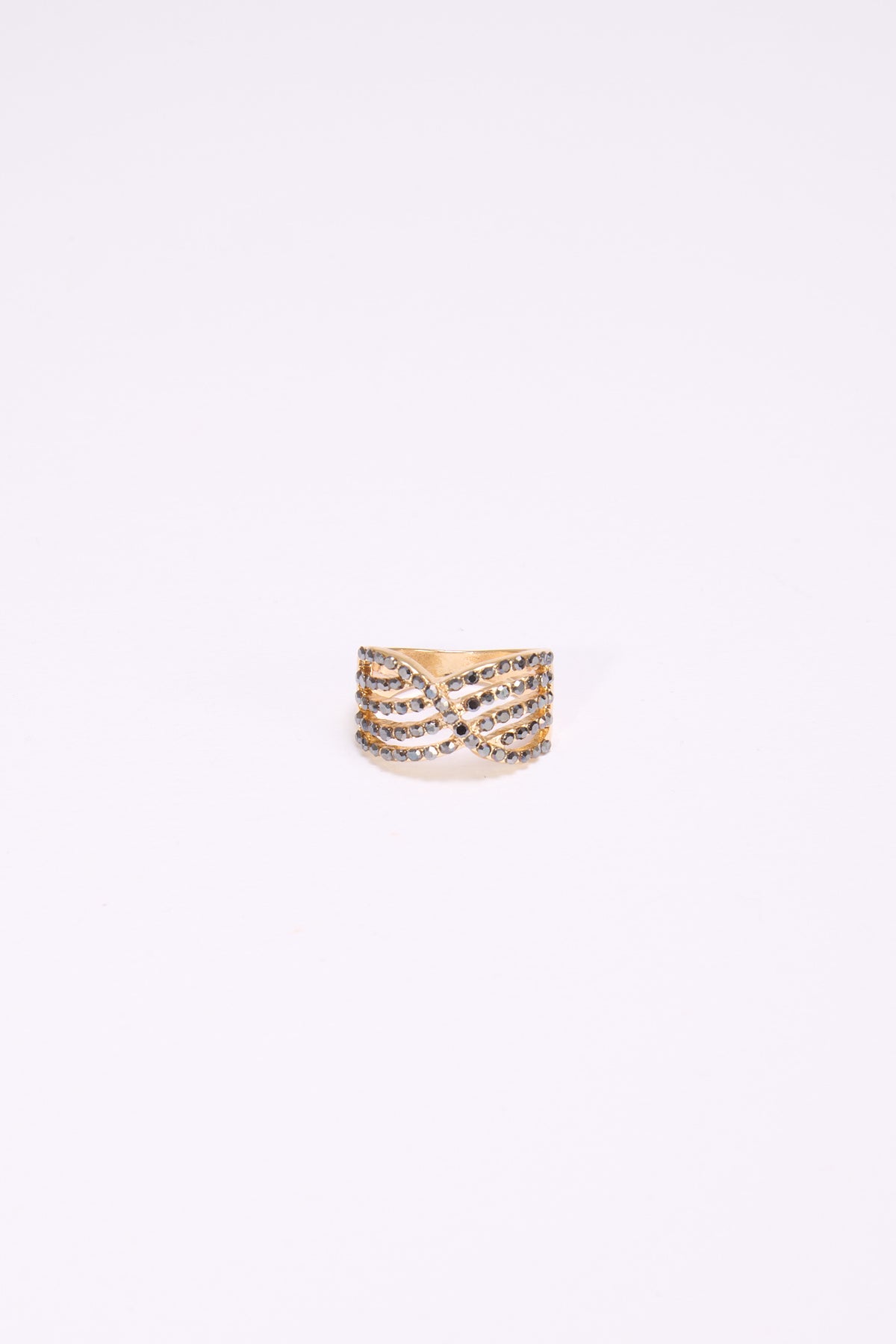 Anello donna fascia strass incrocio - Oro