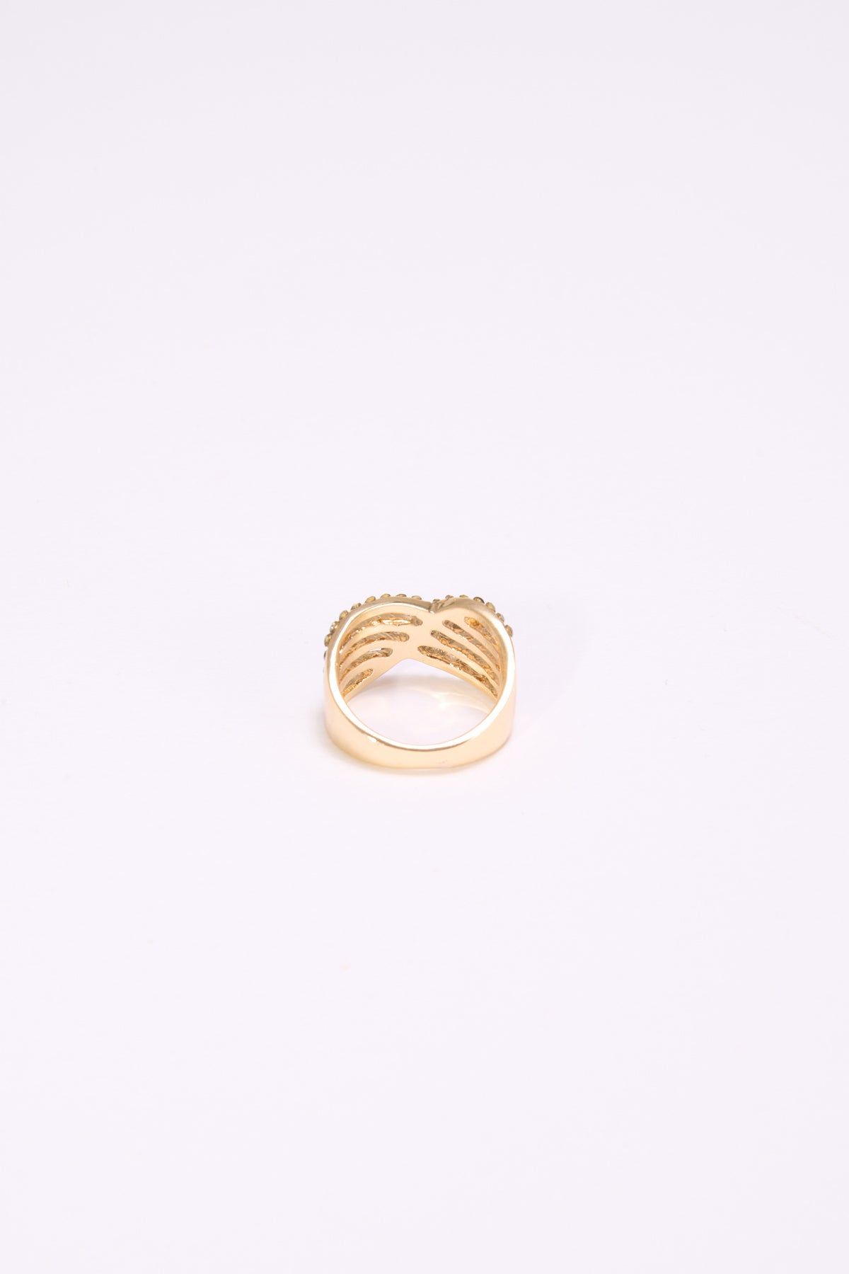 Anello donna fascia strass incrocio - Oro