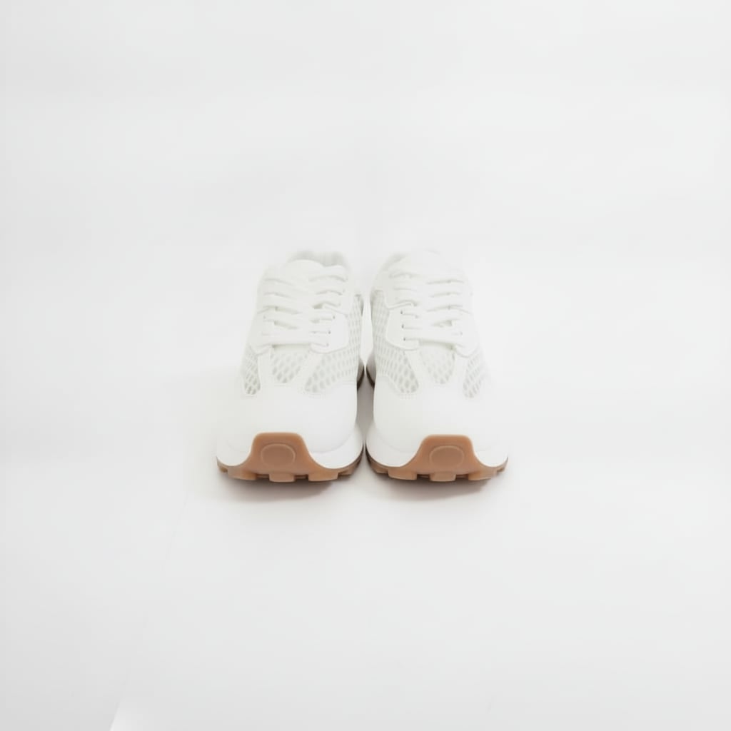 Sneakers  effetto rete da donna. - Bianco