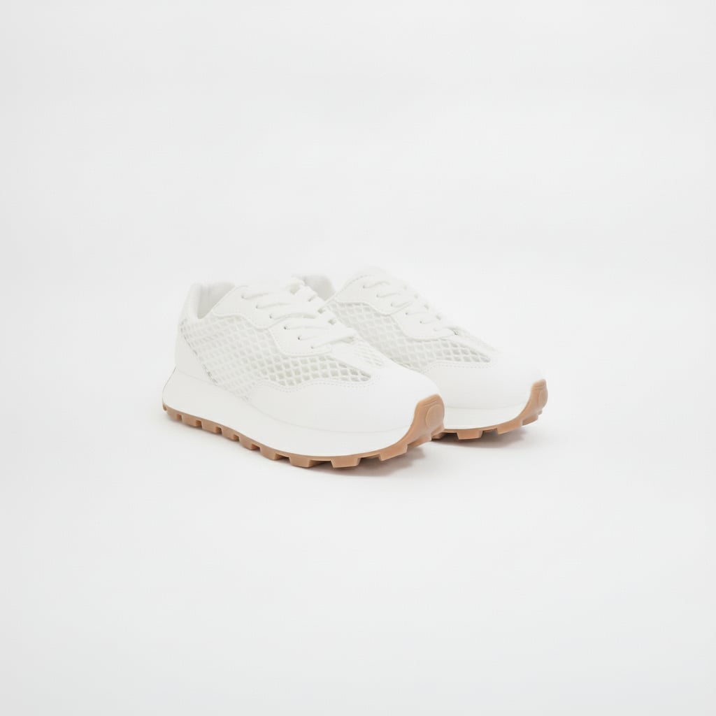 Sneakers  effetto rete da donna. - Bianco