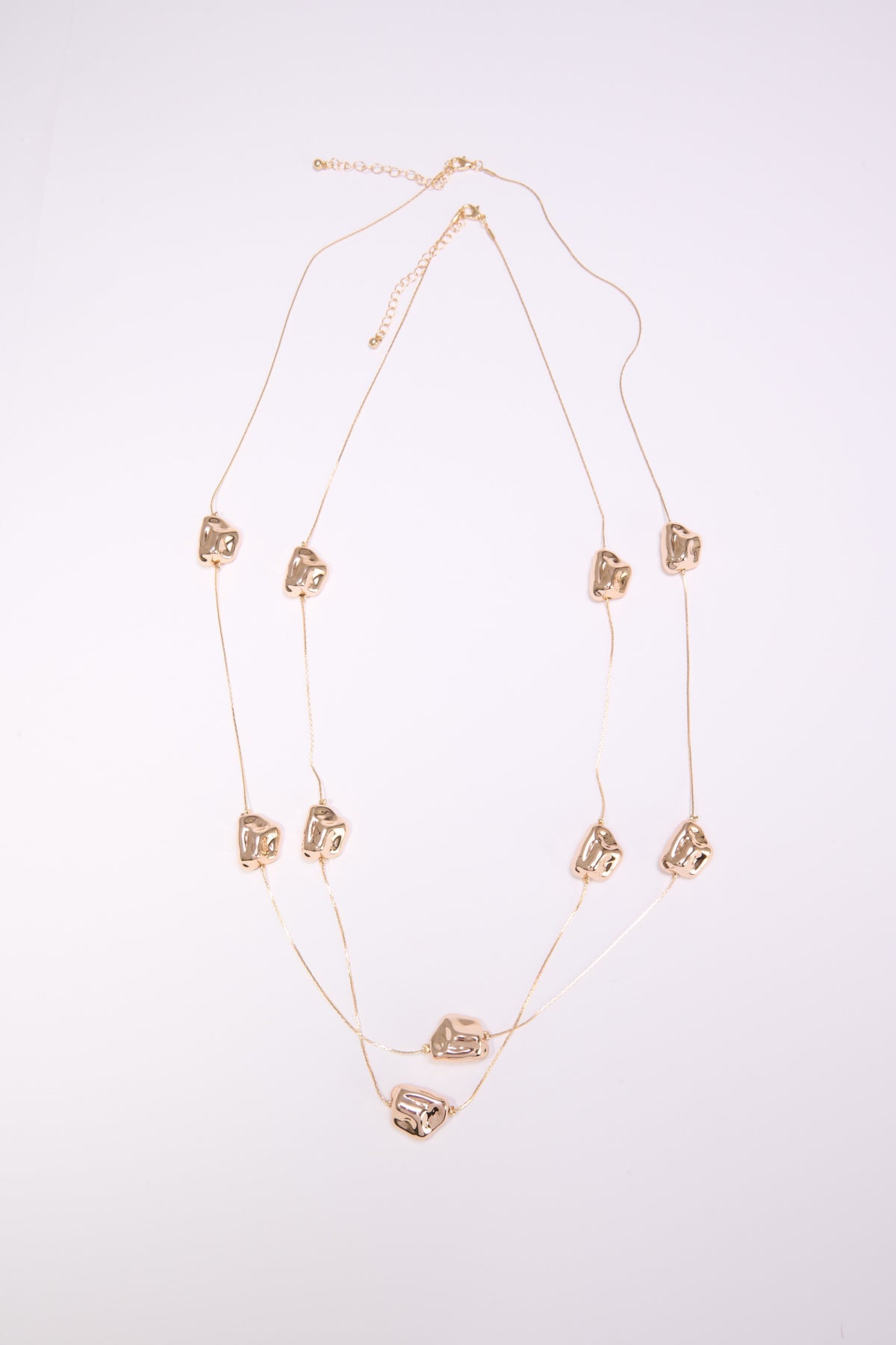 Collana donna due fili con palline sfaccettate - Oro