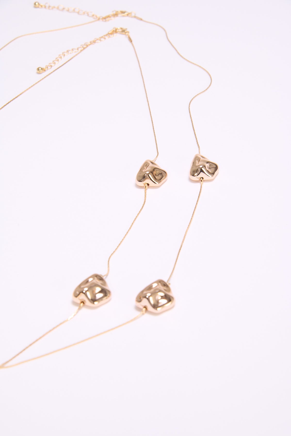 Collana donna due fili con palline sfaccettate - Oro