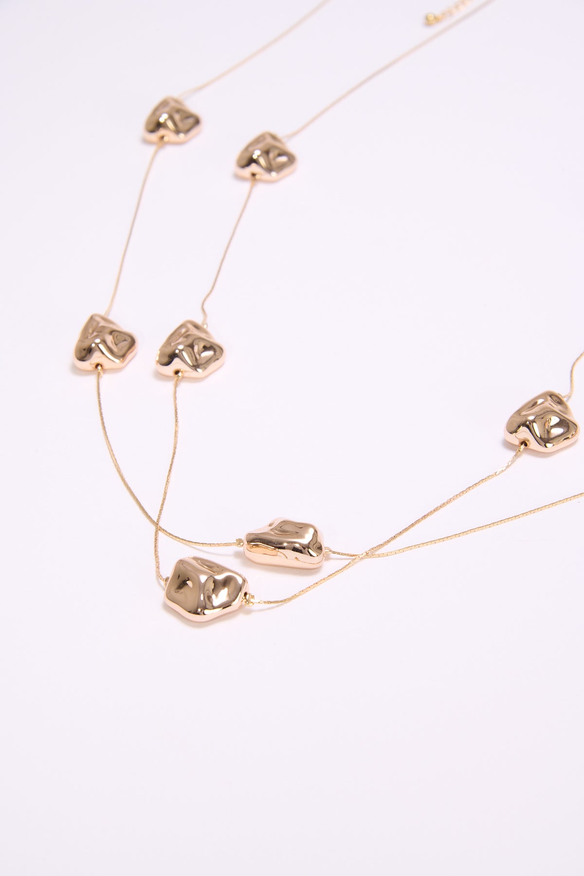 Collana donna due fili con palline sfaccettate - Oro