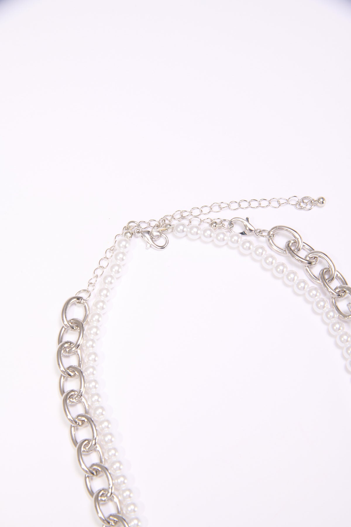 Collana donna due fili catena e perle - Argento