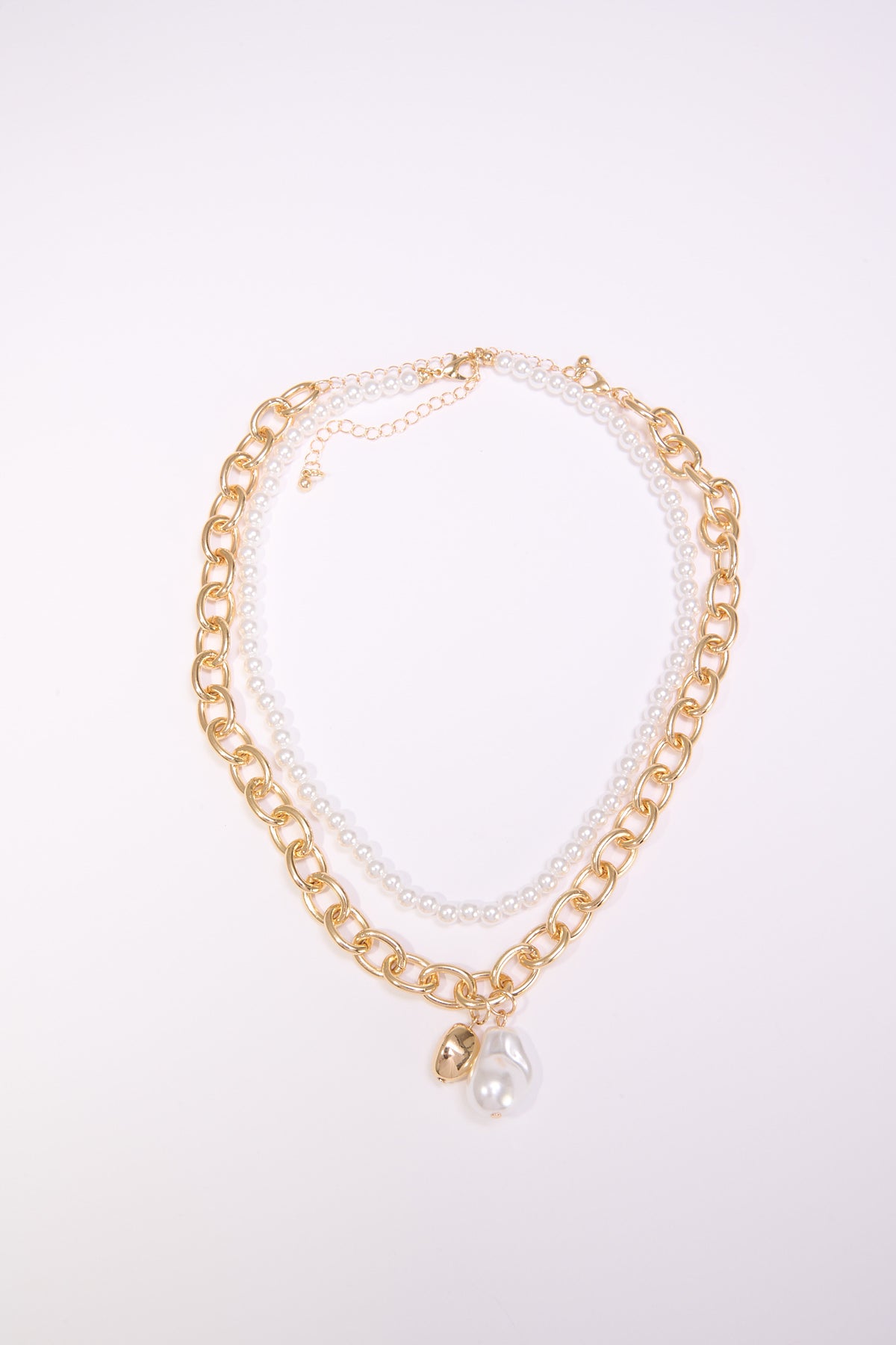 Collana donna due fili catena e perle - Oro
