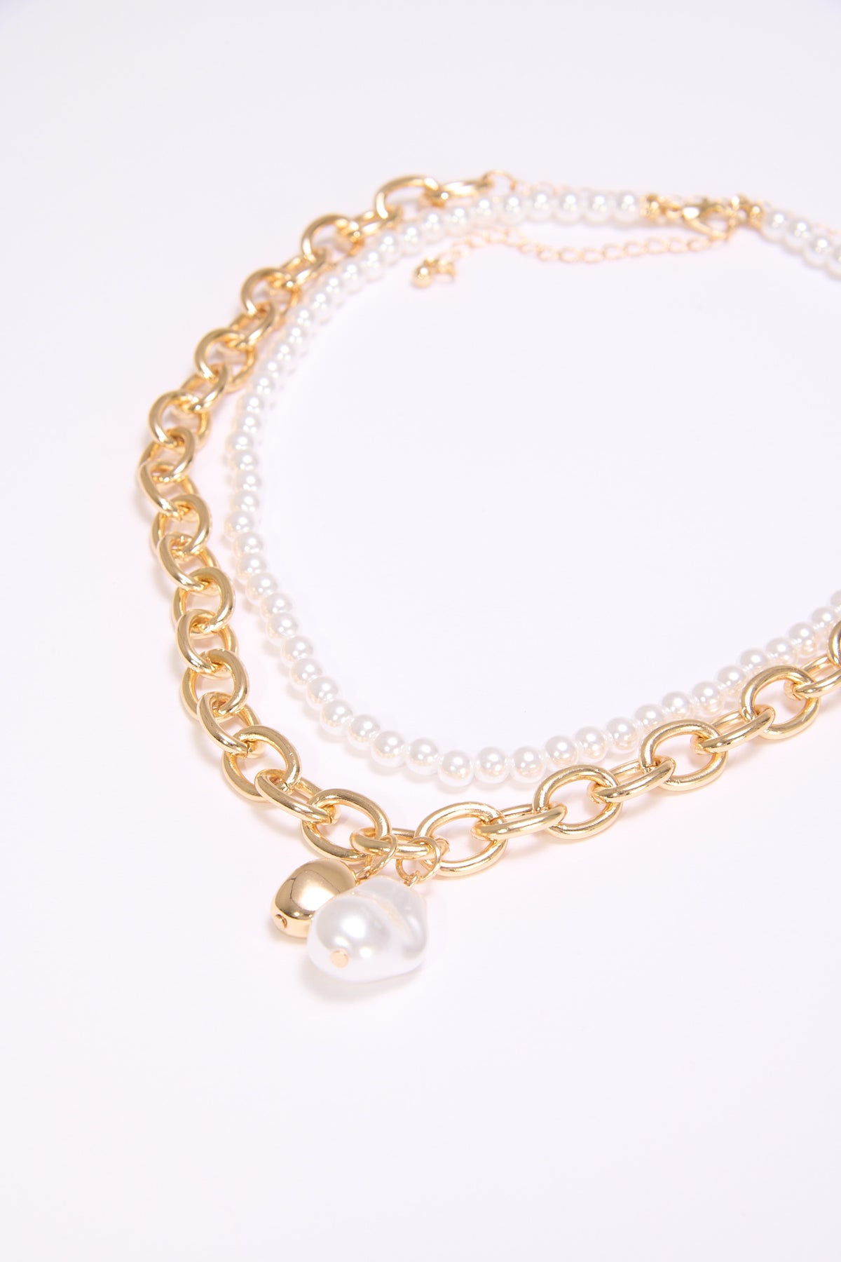 Collana donna due fili catena e perle - Oro
