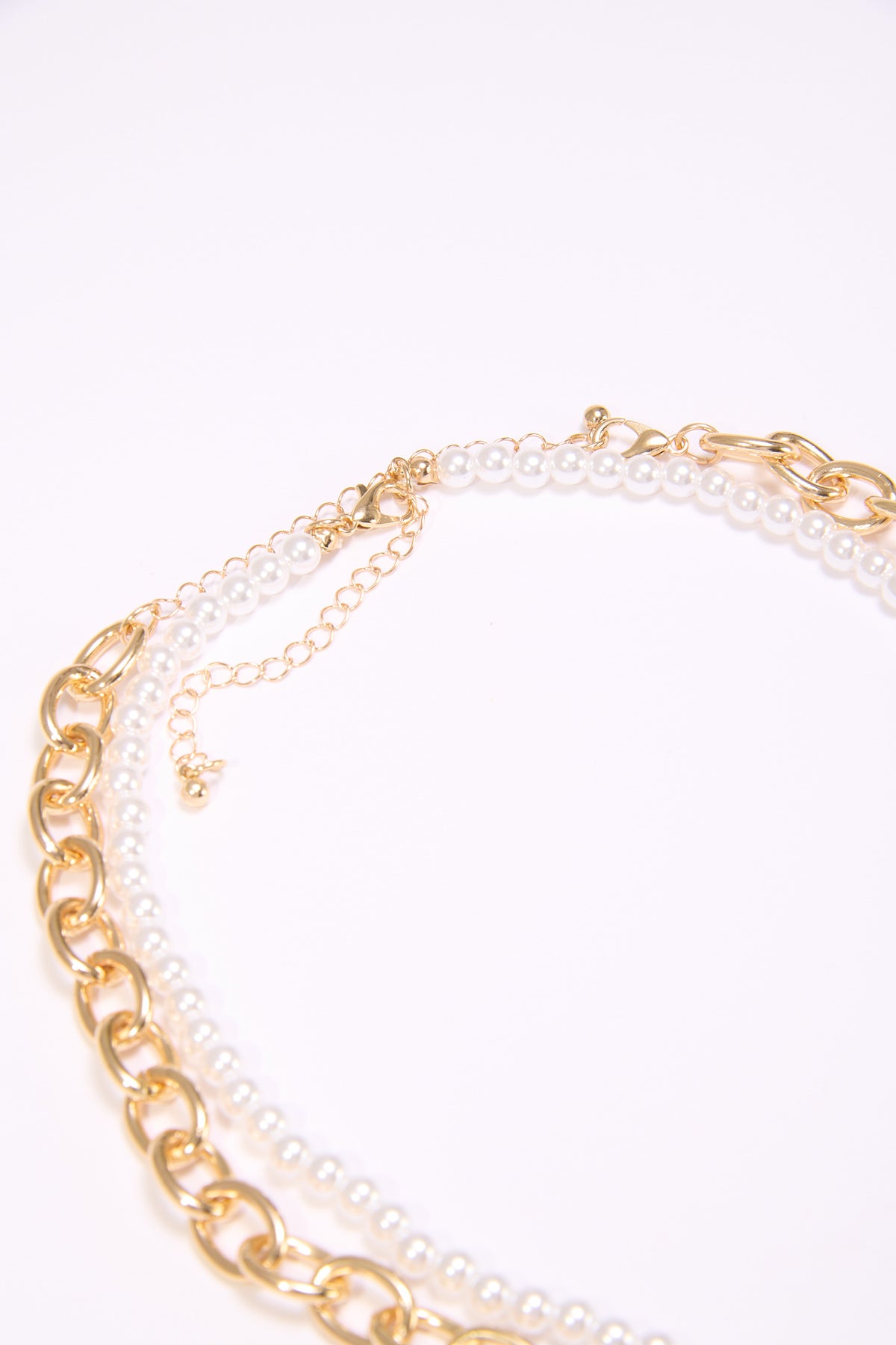 Collana donna due fili catena e perle - Oro