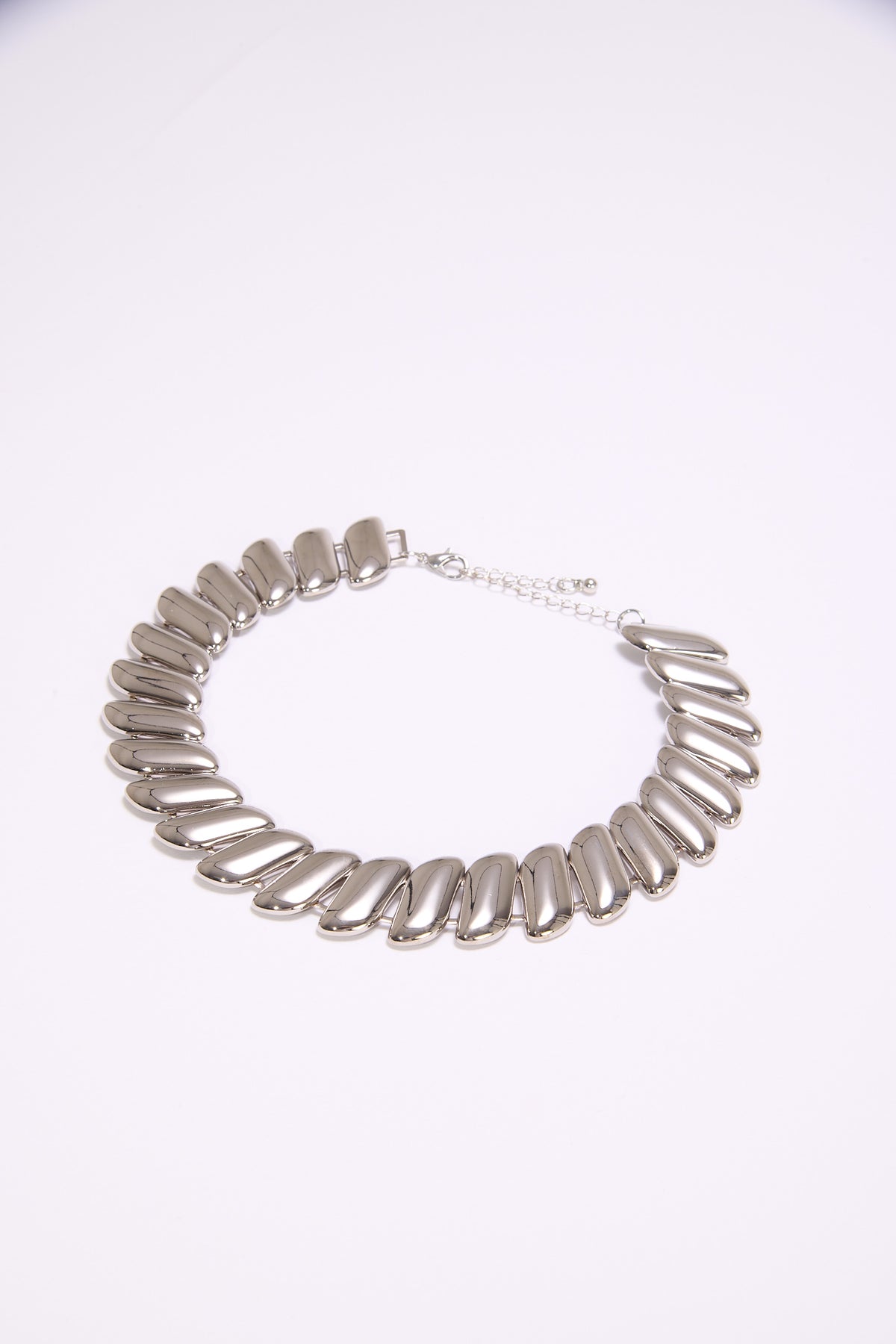 Collana donna girocollo in maglia doppia - Argento
