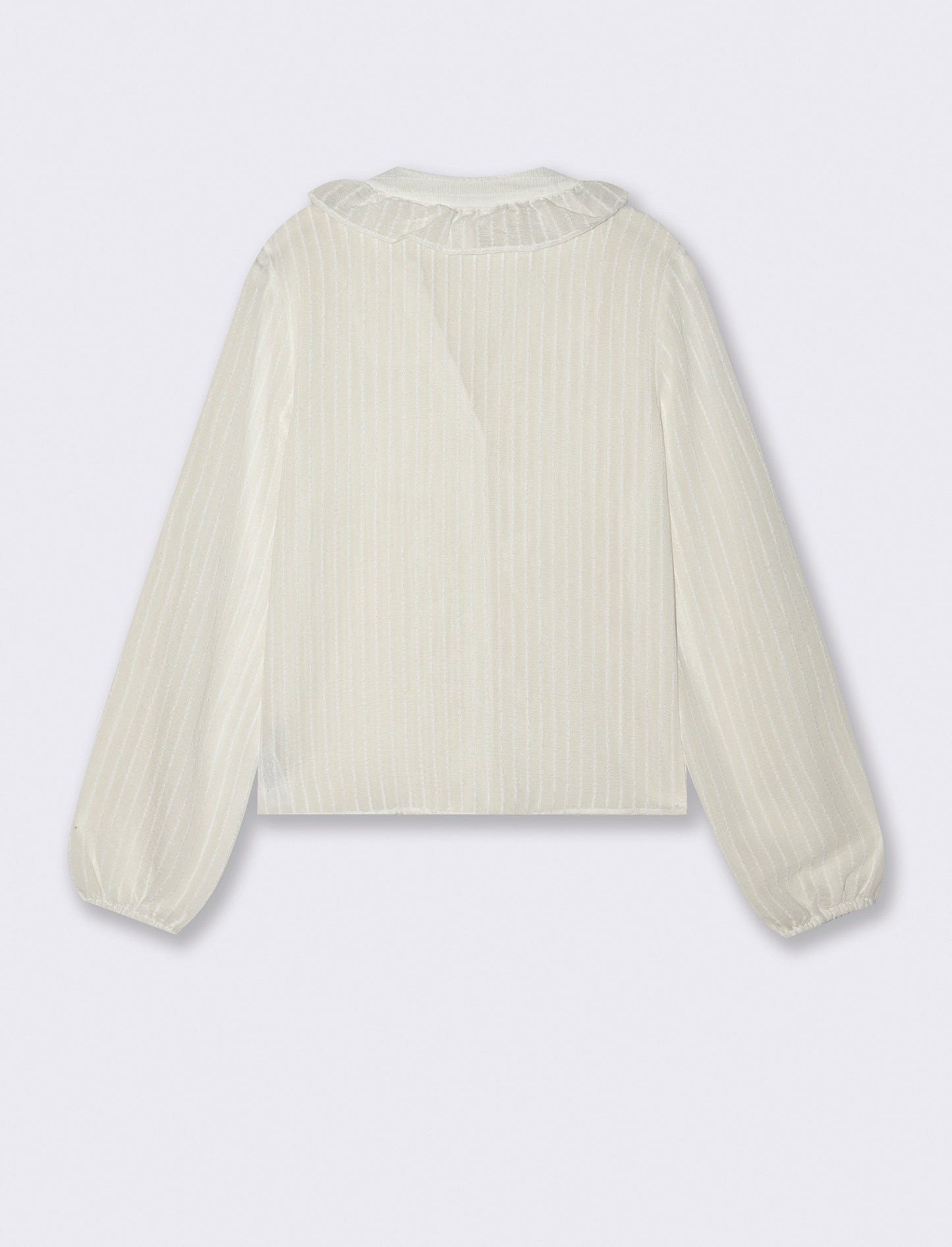 Shirt with Ruffles and Korean Collar - Beige