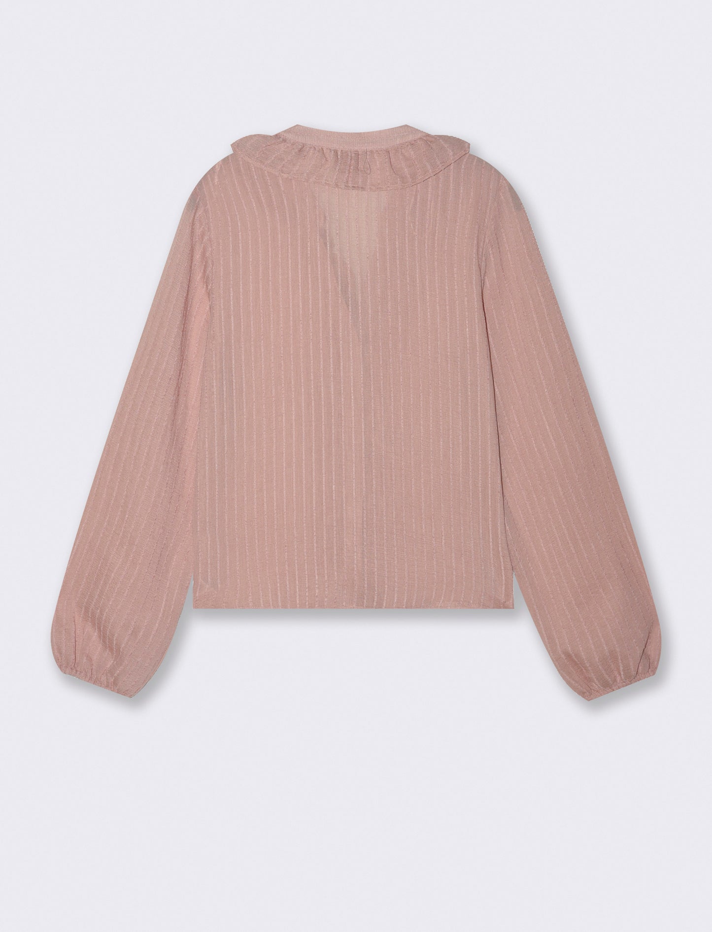 Camicia con Rouches e Collo Coreano - Rosa antico
