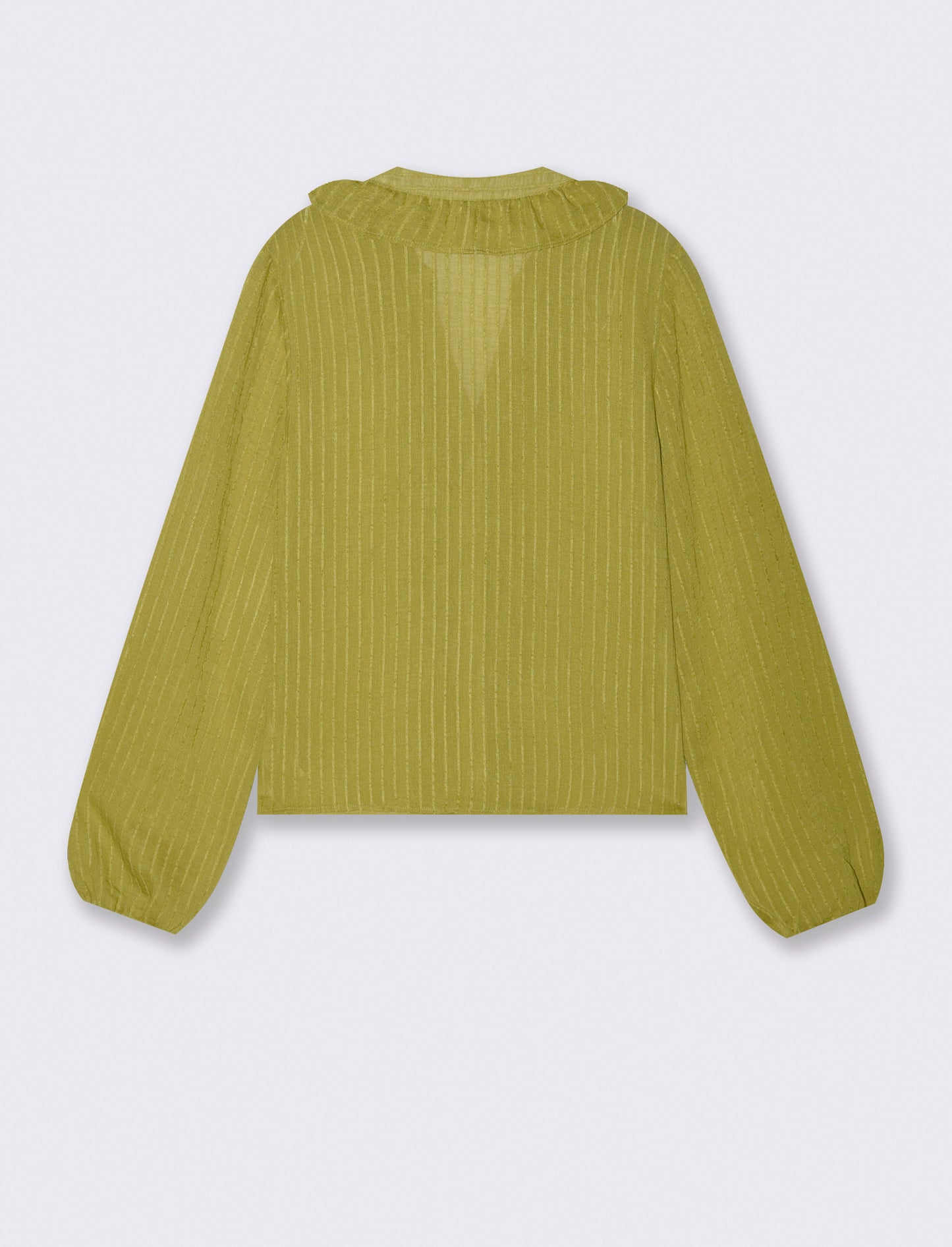 Camicia con Rouches e Collo Coreano - Verde pistacchio