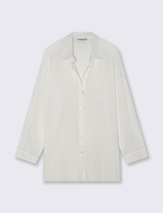 Camicia Manica Lunga Scollo a V Relaxed - Bianco