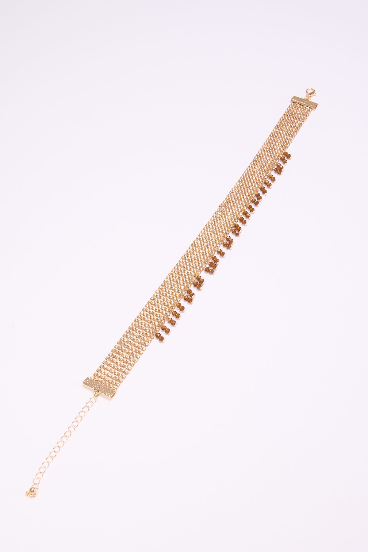 Collana donna choker maglia metallica con perline - Oro