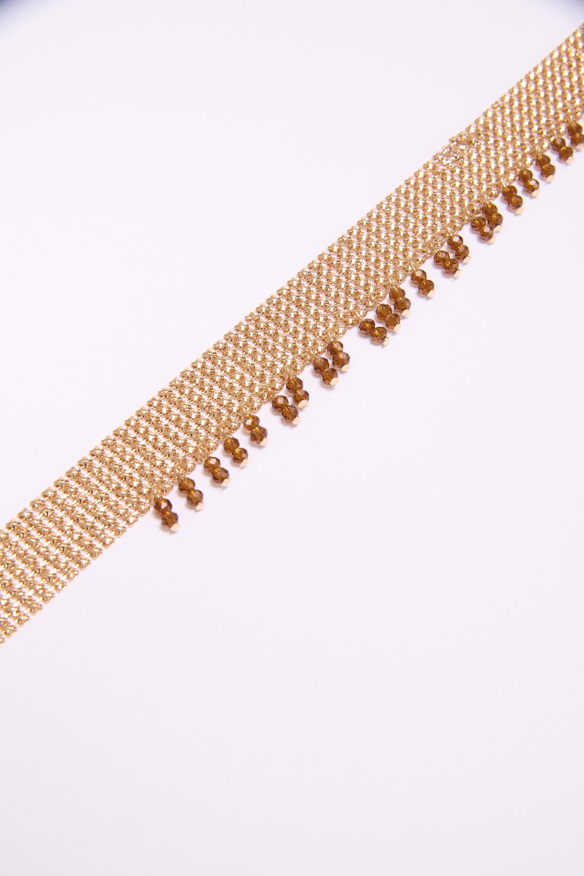 Collana donna choker maglia metallica con perline - Oro
