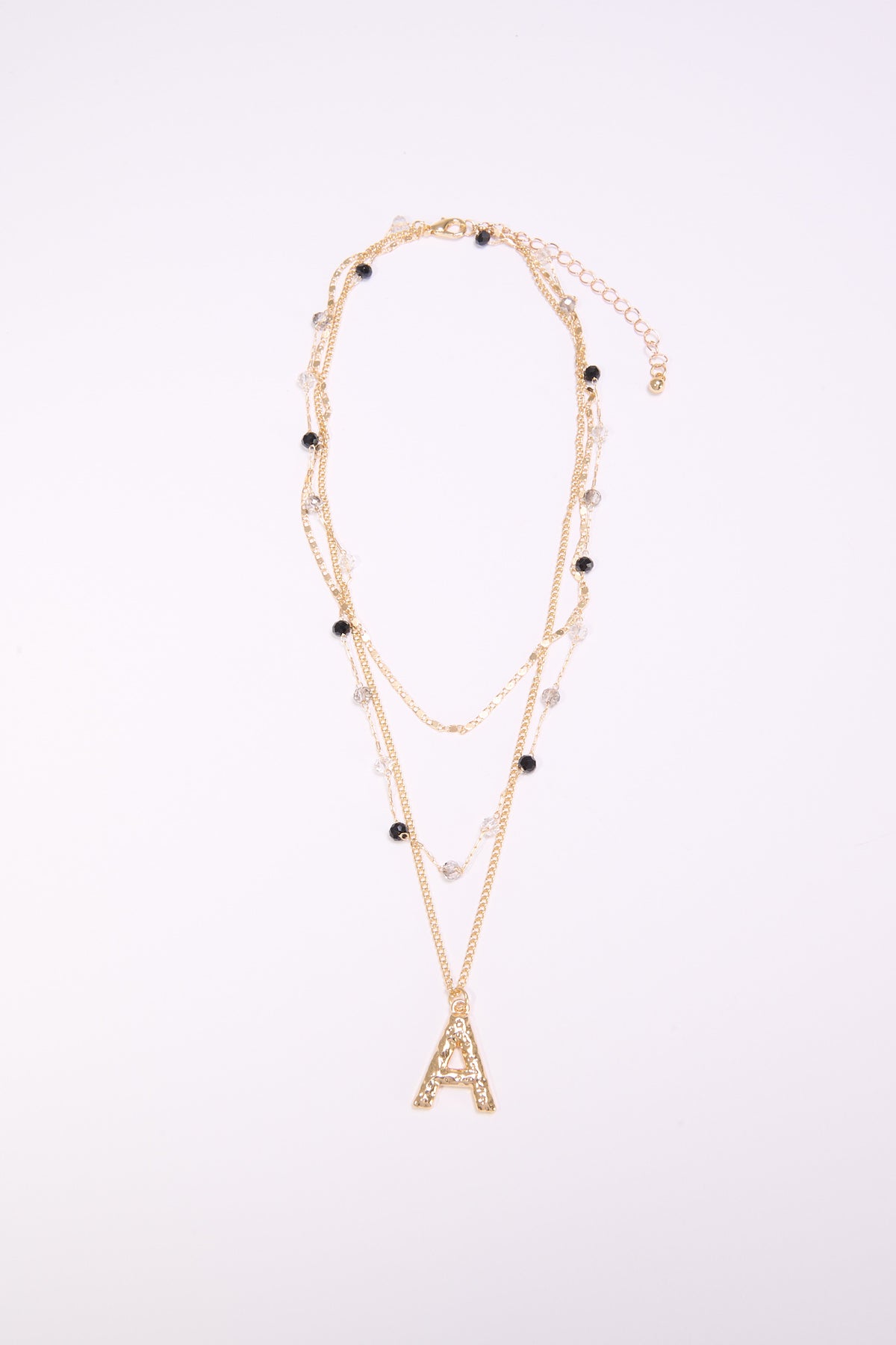Collana donna 3 fili con lettera martellata - var 1