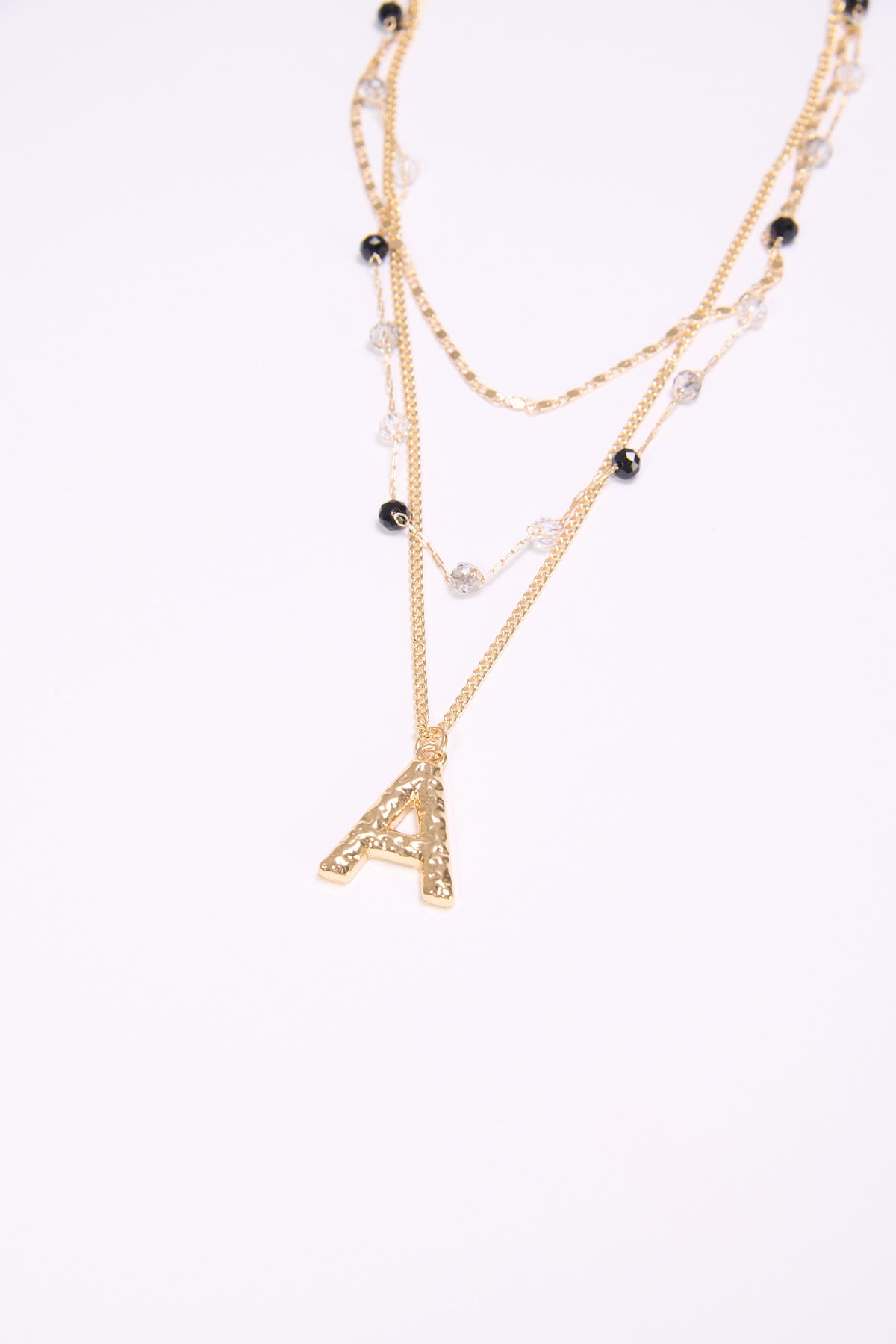 Collana donna 3 fili con lettera martellata - var 1