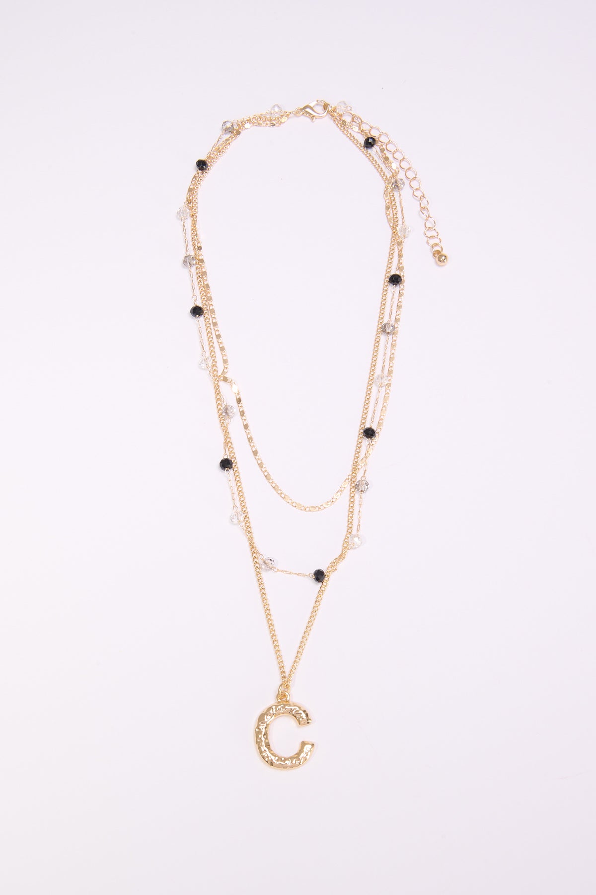 Collana donna 3 fili con lettera martellata - var 2