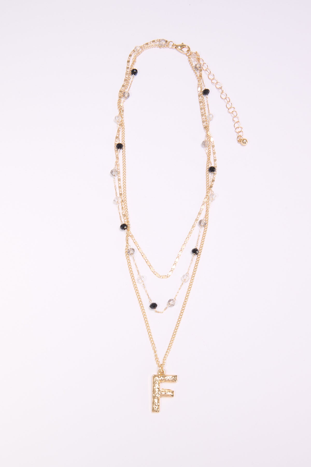 Collana donna 3 fili con lettera martellata - var 3