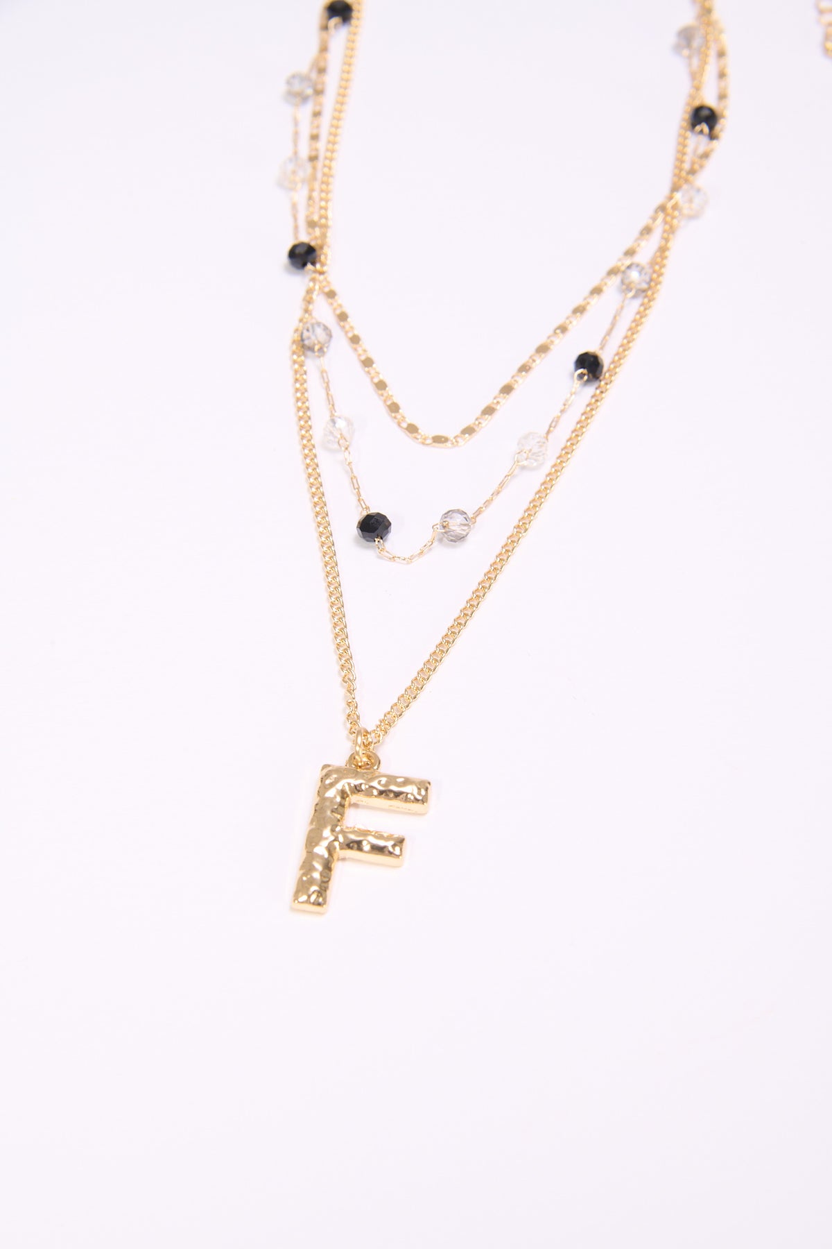 Collana donna 3 fili con lettera martellata - var 3