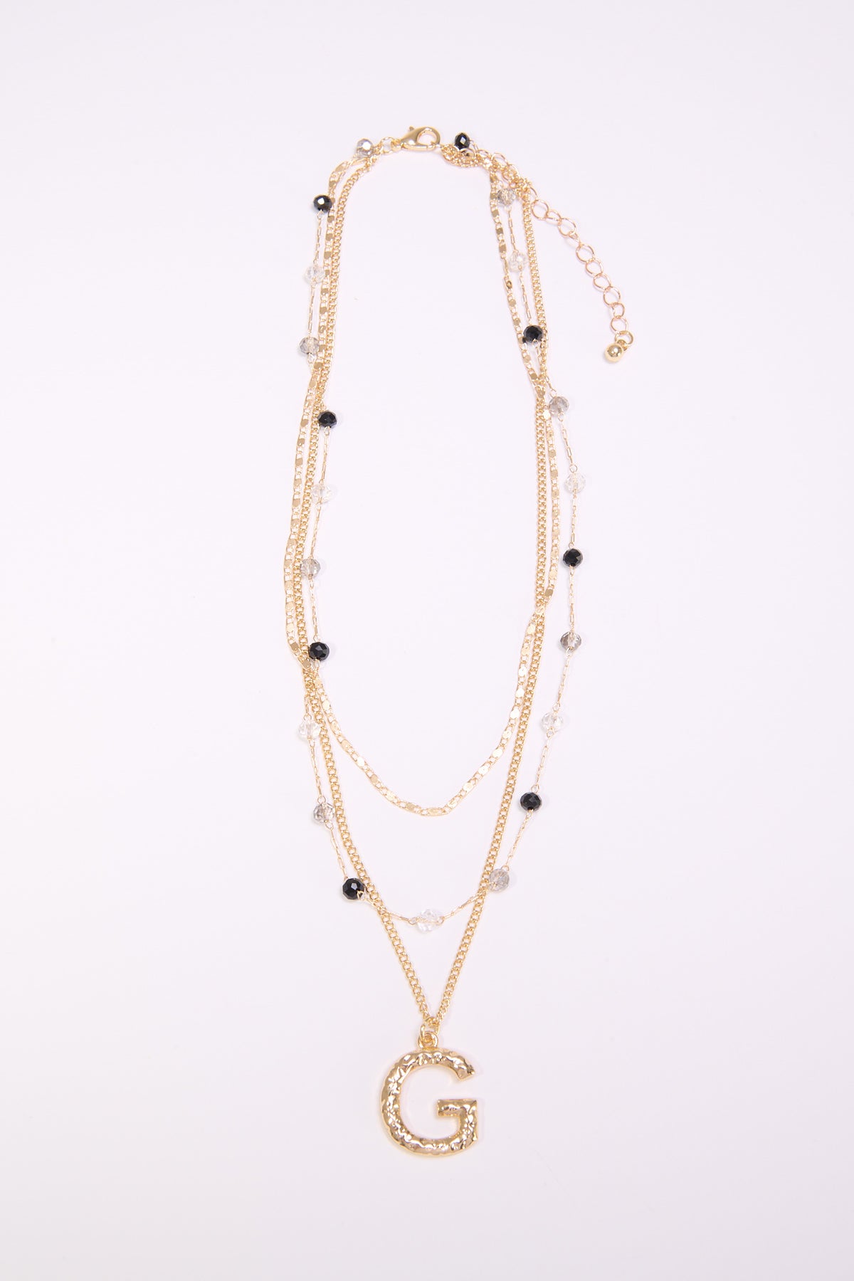 Collana donna 3 fili con lettera martellata - Var 4