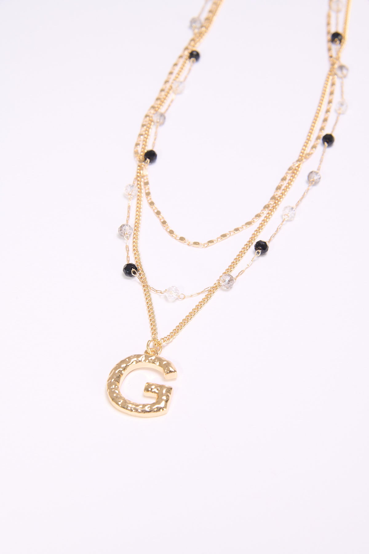 Collana donna 3 fili con lettera martellata - Var 4