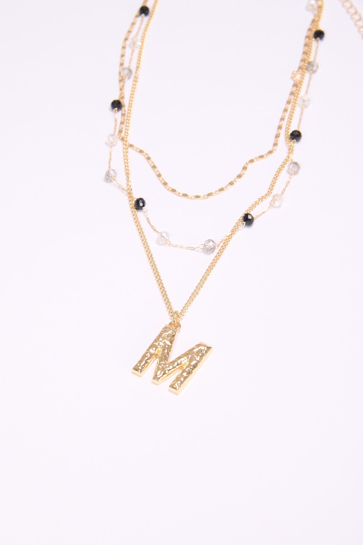 Collana donna 3 fili con lettera martellata - Var 5