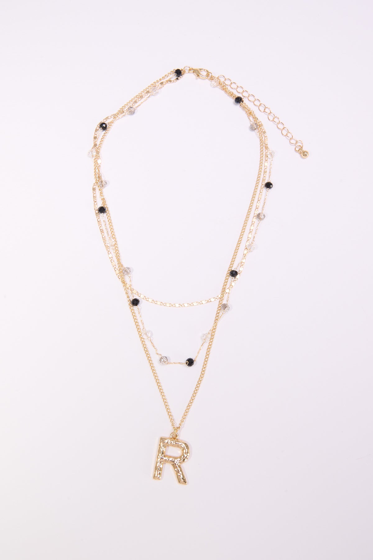 Collana donna 3 fili con lettera martellata - Var 6