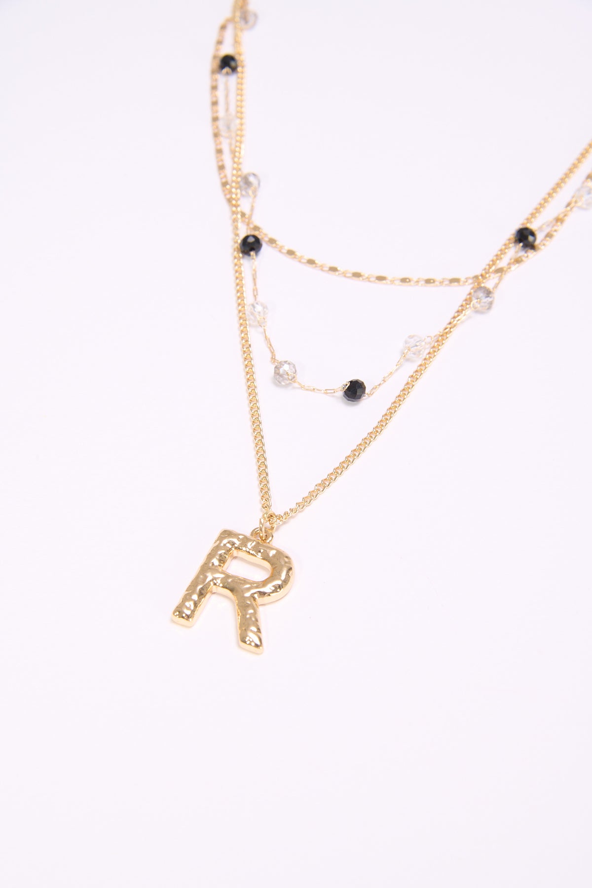 Collana donna 3 fili con lettera martellata - Var 6