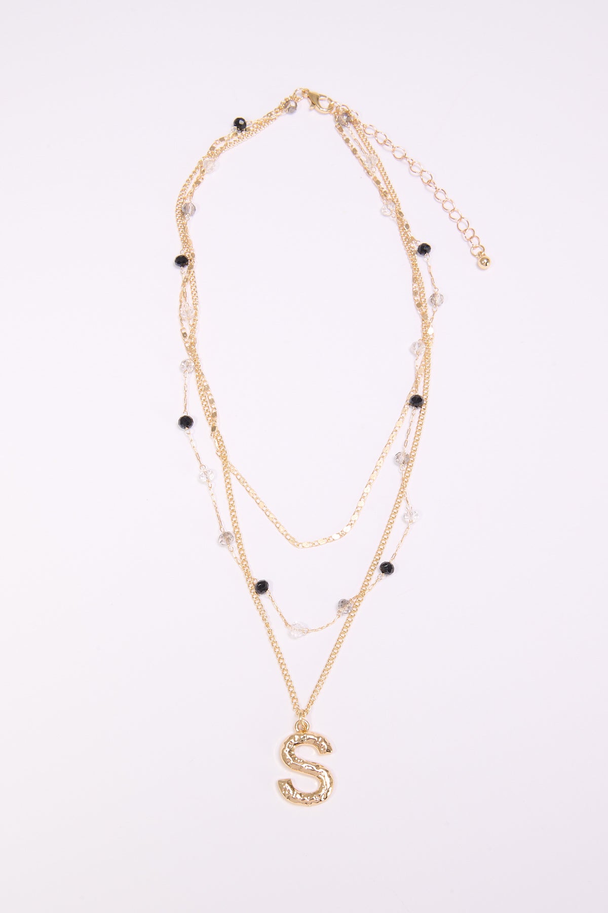 Collana donna 3 fili con lettera martellata - Var 7