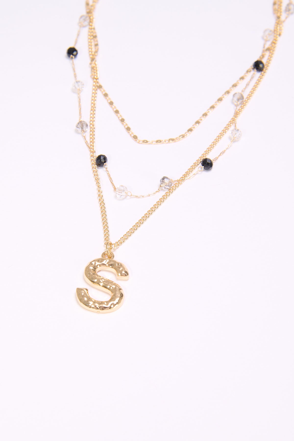 Collana donna 3 fili con lettera martellata - Var 7