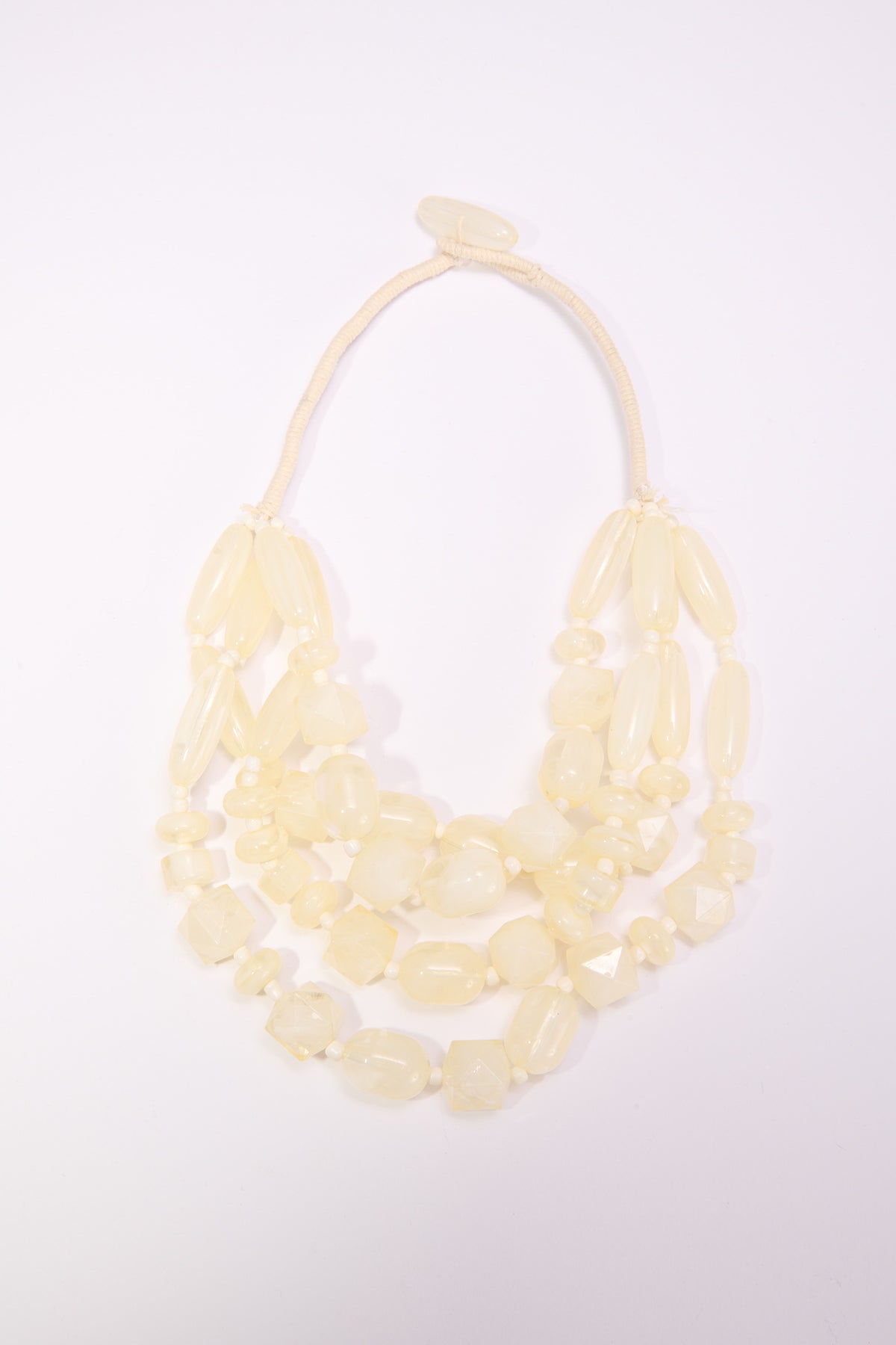 Collana donna 4 fili pietre varie forme - Bianco