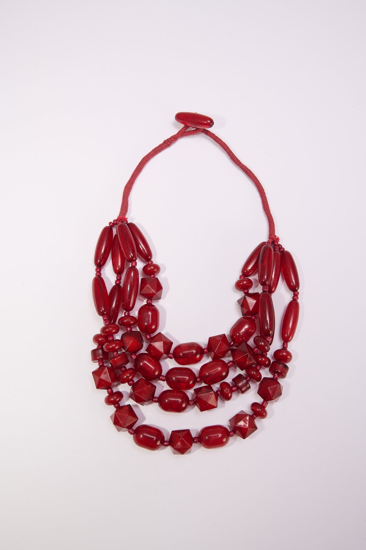 Collana donna 4 fili pietre varie forme - Rosso
