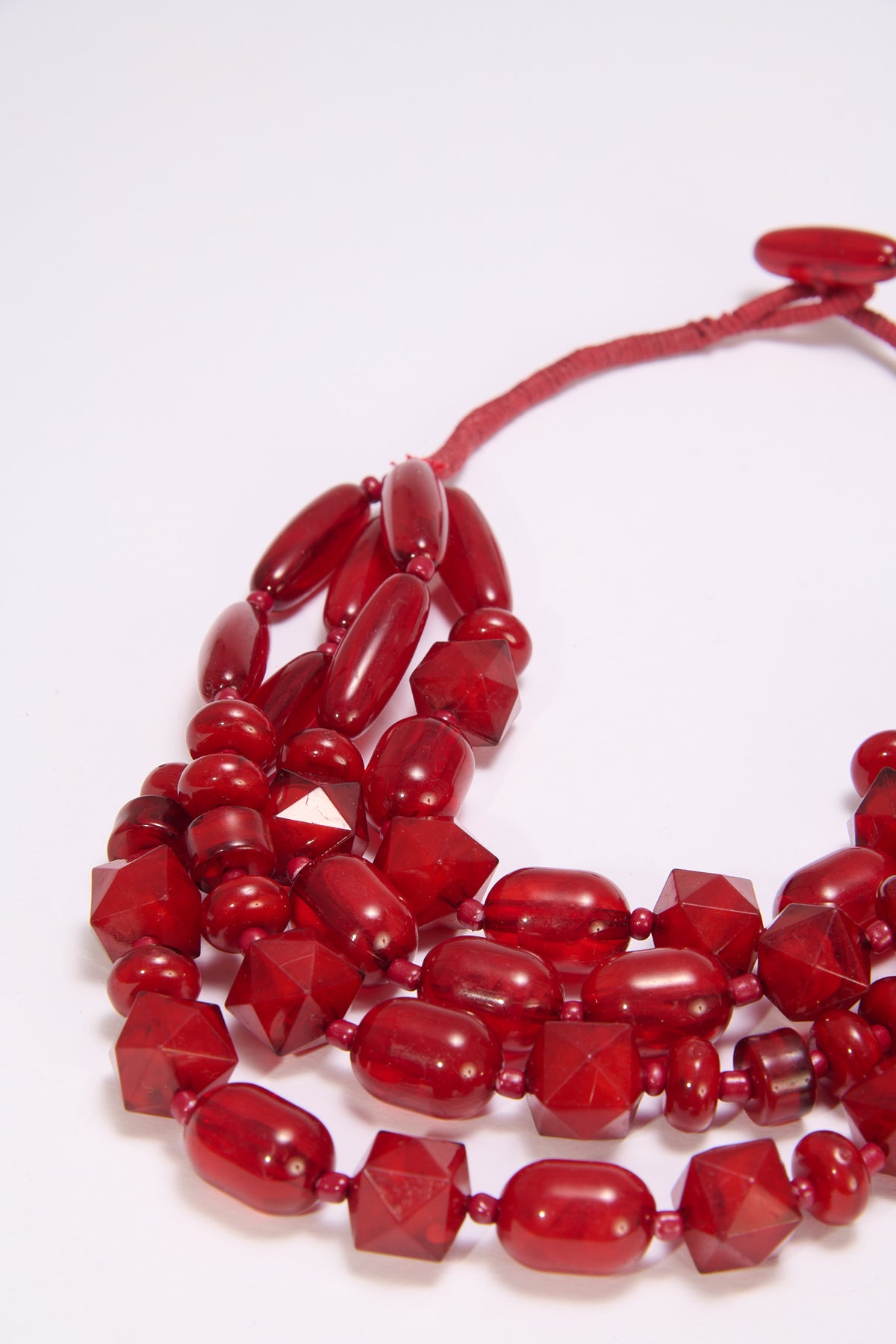 Collana donna 4 fili pietre varie forme - Rosso