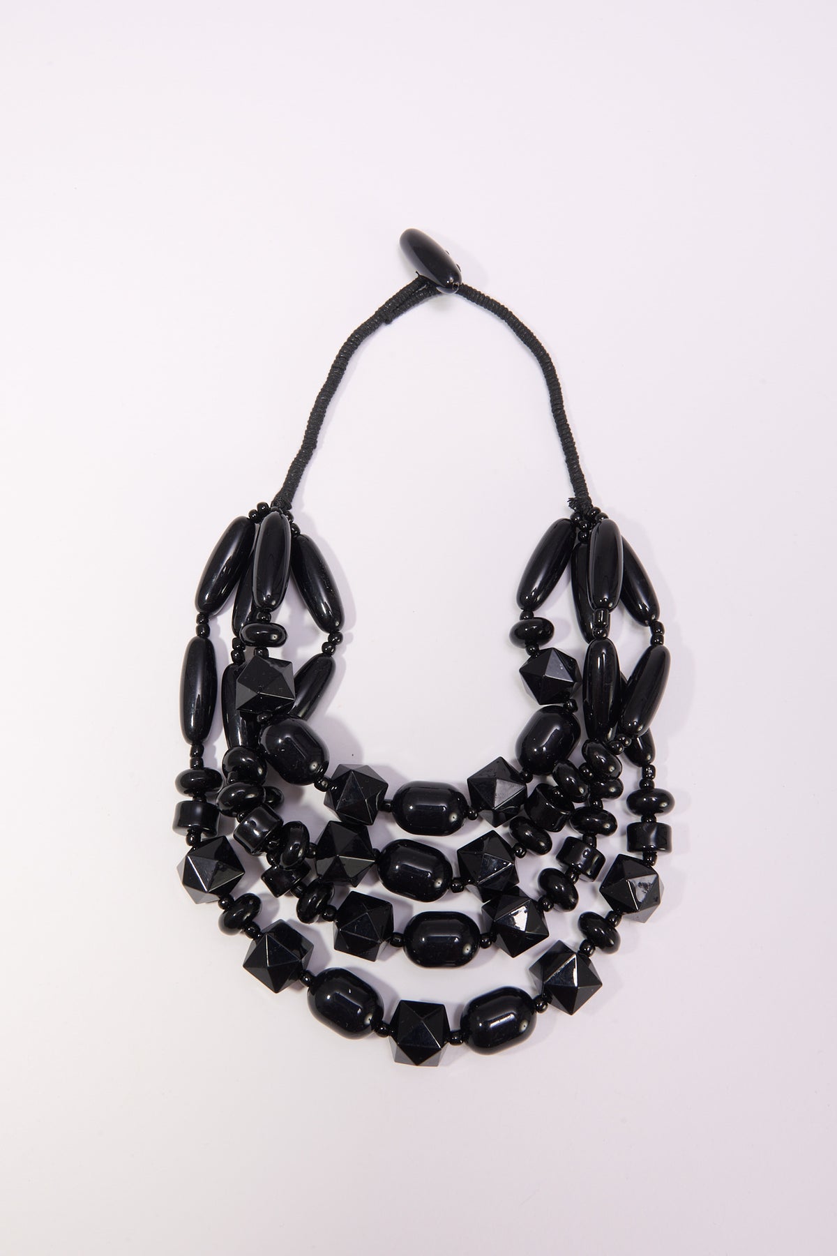 Collana donna 4 fili pietre varie forme - Nero